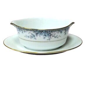 Vintage Noritake Philippines Avalon 3390 Gravy Boat with Attached Underplate